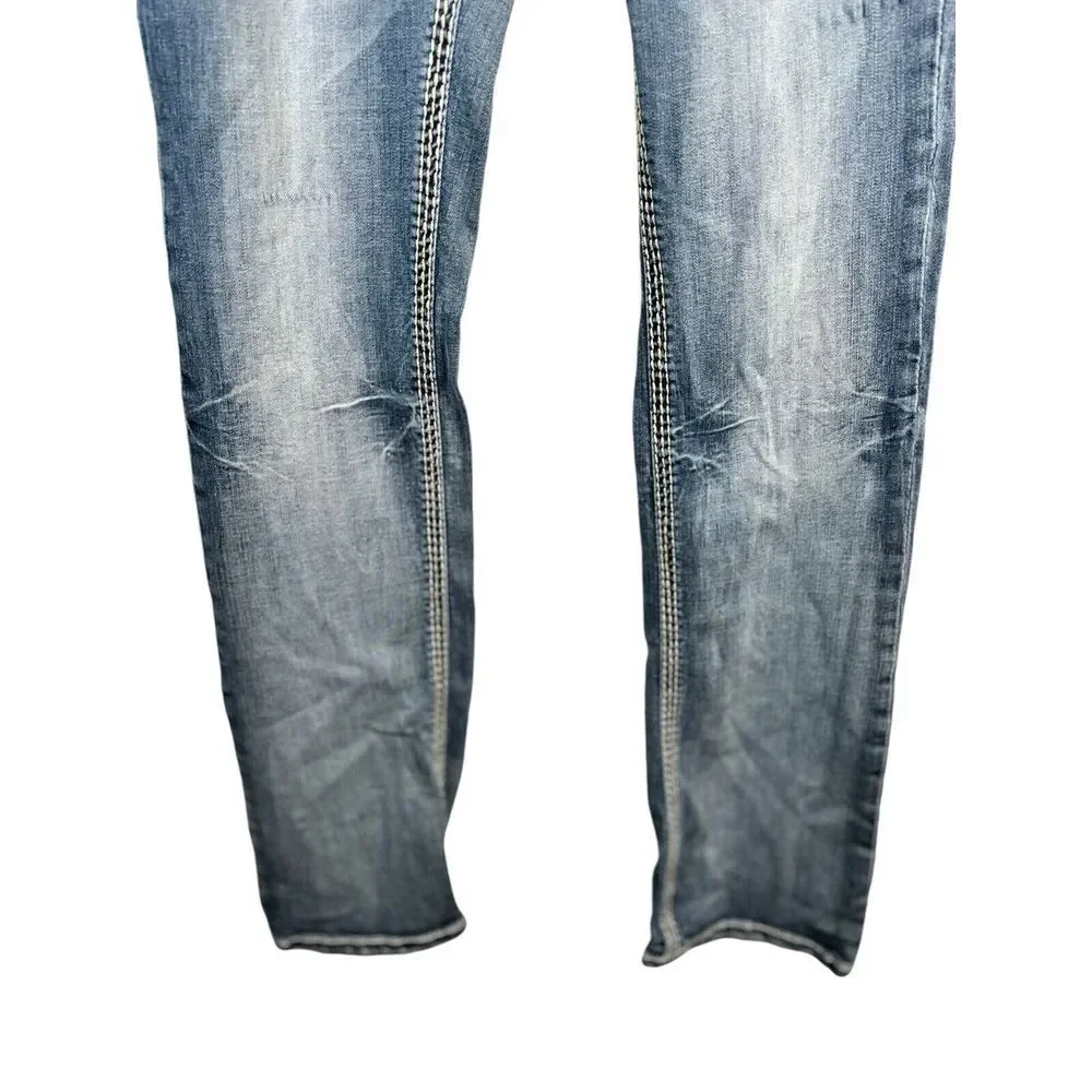 Bootcut‎ Jeans Cowboy Western Rhinestone Distressed Grace in LA Size 31 X 31